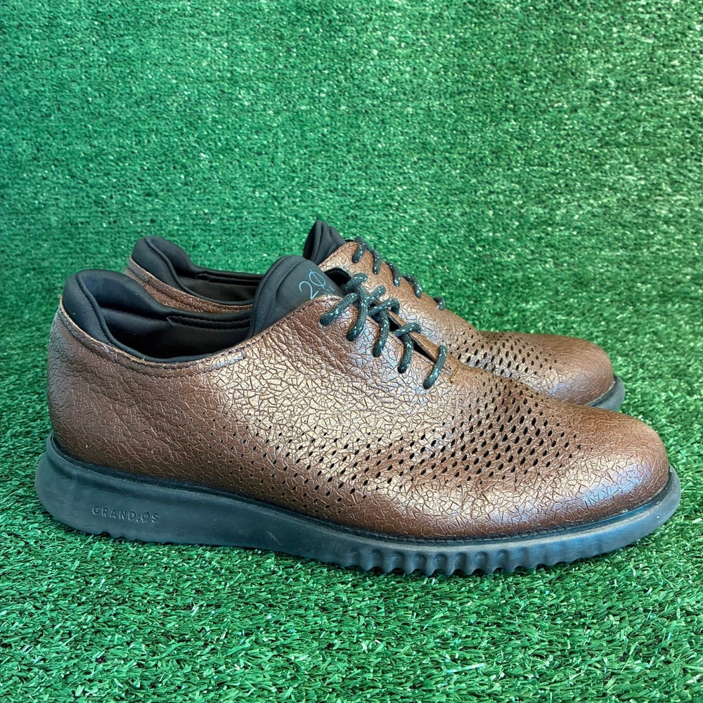 Cole Haan 2.0 ZEROGRAND Laser Wingtip Oxford Leather Casual Brown Mens 10.5 Wide